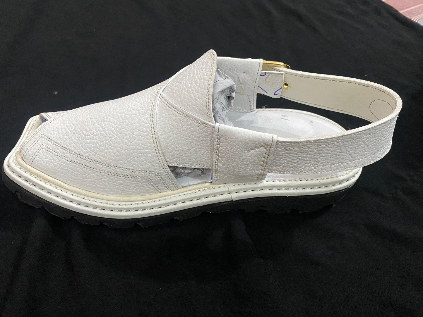 PESHAWARI MEDICATED CHAPPAL DOTED WHITE SOFT ORIGINAL LEATHER