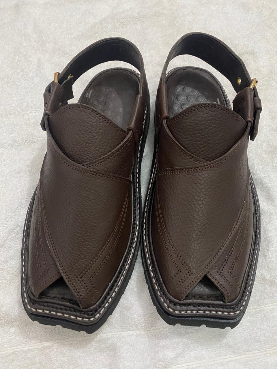 PESHAWARI MEDICATED CHAPPAL DOTED DARK BROWN