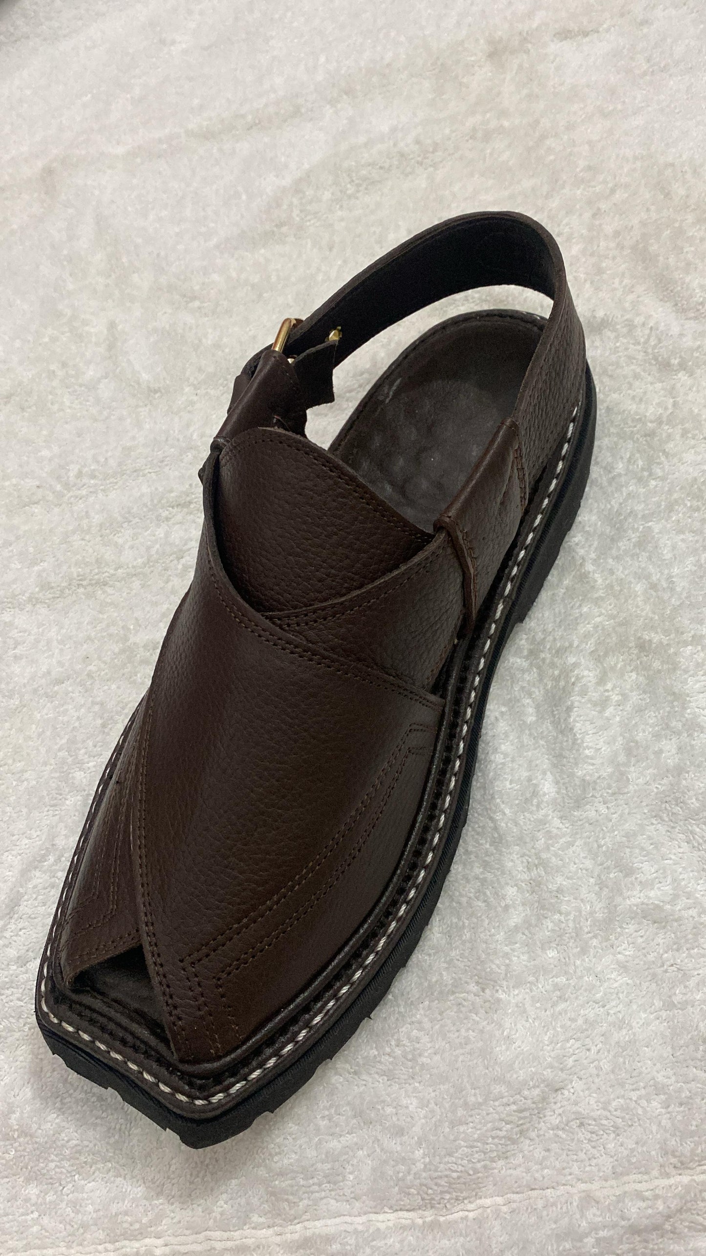 PESHAWARI MEDICATED CHAPPAL DOTED DARK BROWN
